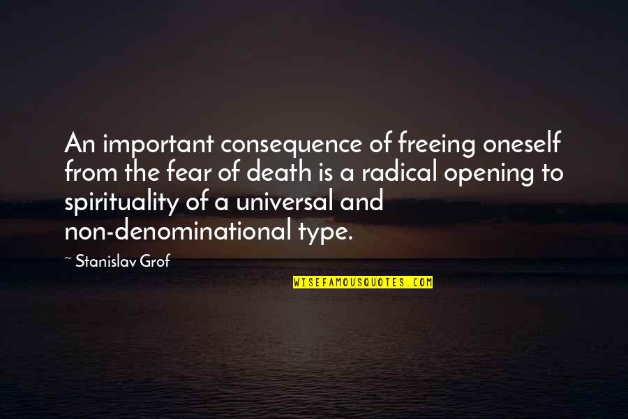 Bed Closet Wall Quotes By Stanislav Grof: An important consequence of freeing oneself from the