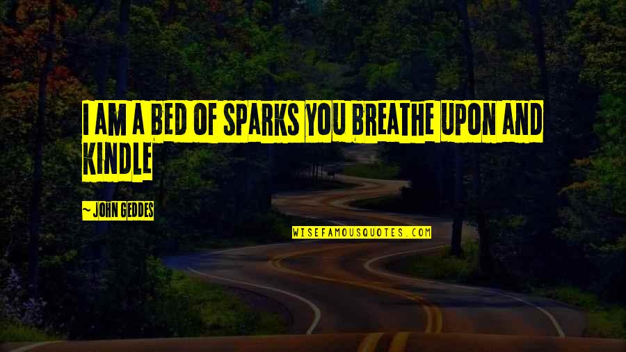 Bed Romance Quotes By John Geddes: I am a bed of sparks you breathe