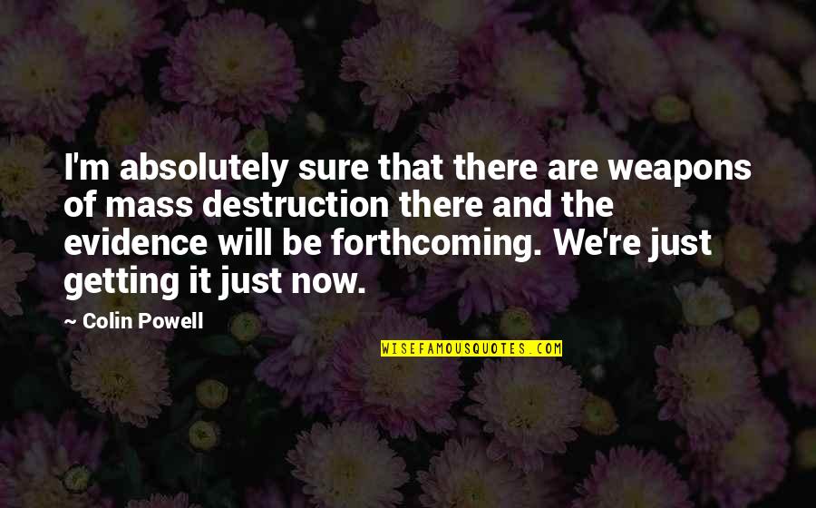 Beddows Quotes By Colin Powell: I'm absolutely sure that there are weapons of Beddows Quotes By Colin Powell: I'm absolutely sure that there are weapons of