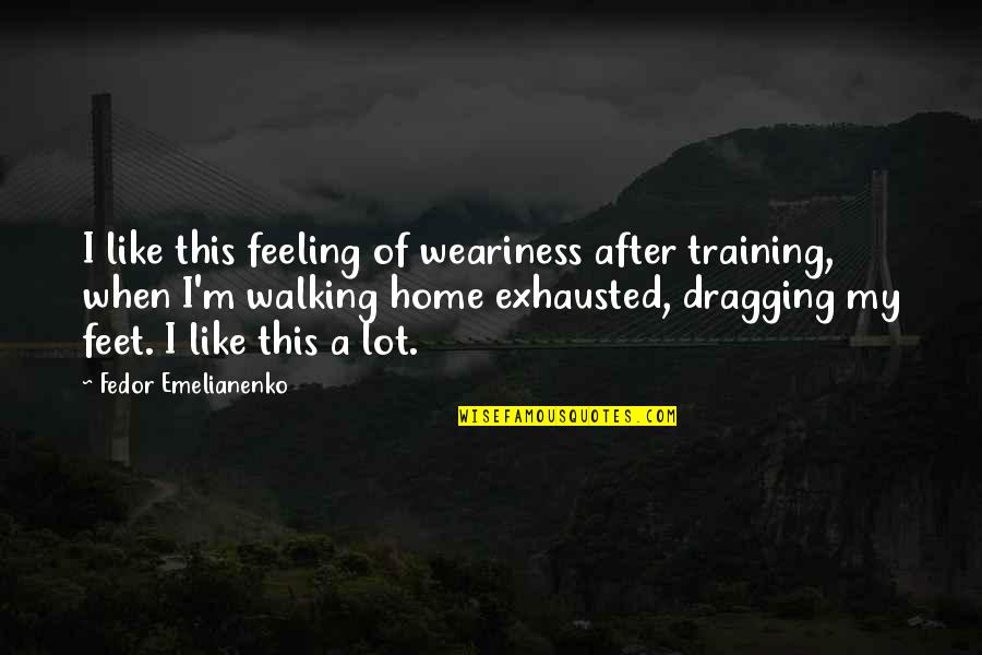 Bedevilment Quotes By Fedor Emelianenko: I like this feeling of weariness after training, Bedevilment Quotes By Fedor Emelianenko: I like this feeling of weariness after training,