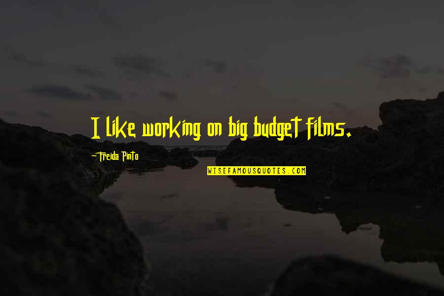 Bedkowski Quotes By Freida Pinto: I like working on big budget films. Bedkowski Quotes By Freida Pinto: I like working on big budget films.