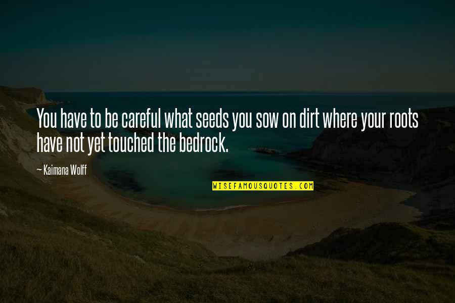 Bedrock Quotes By Kaimana Wolff: You have to be careful what seeds you