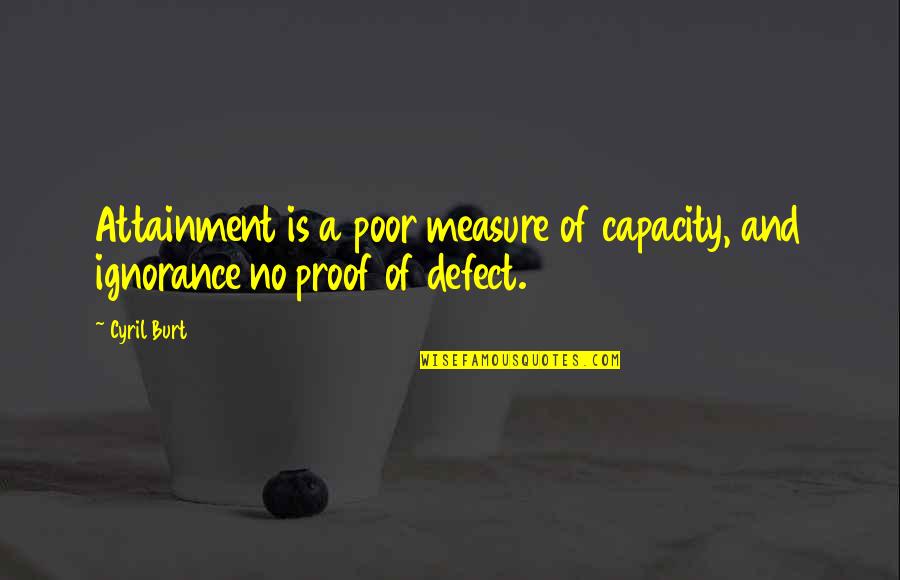 Beduk Sahur Quotes By Cyril Burt: Attainment is a poor measure of capacity, and