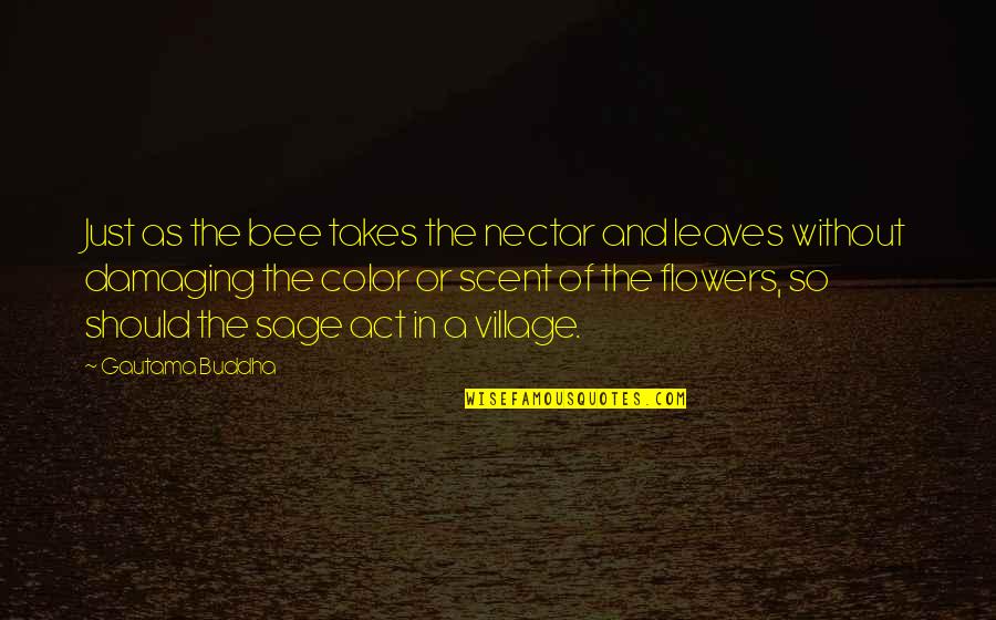 Bee And Flower Quotes By Gautama Buddha: Just as the bee takes the nectar and