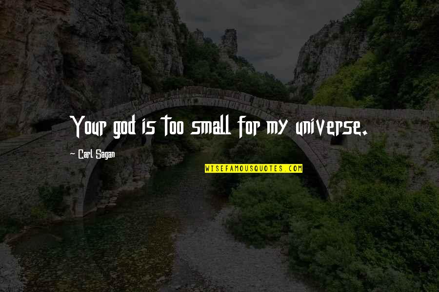 Bee Sama Quotes By Carl Sagan: Your god is too small for my universe. Bee Sama Quotes By Carl Sagan: Your god is too small for my universe.
