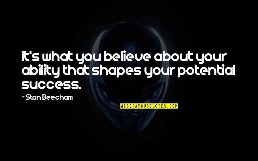 Beecham's Quotes By Stan Beecham: It's what you believe about your ability that