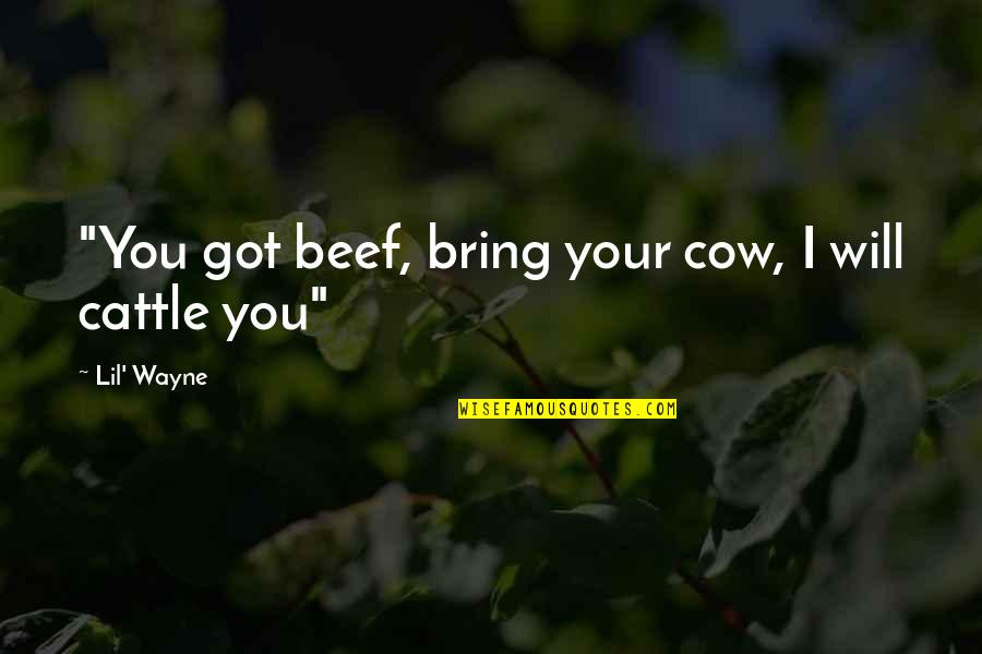 Beef Cows Quotes By Lil' Wayne: "You got beef, bring your cow, I will