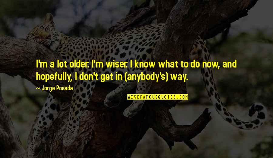 Beehives Raft Quotes By Jorge Posada: I'm a lot older. I'm wiser. I know Beehives Raft Quotes By Jorge Posada: I'm a lot older. I'm wiser. I know