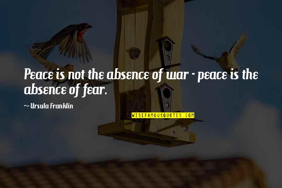 Beemans Gum Quotes By Ursula Franklin: Peace is not the absence of war -