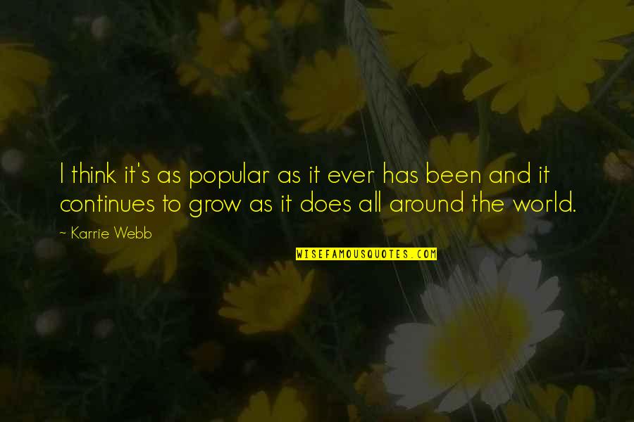 Been Around The World Quotes By Karrie Webb: I think it's as popular as it ever