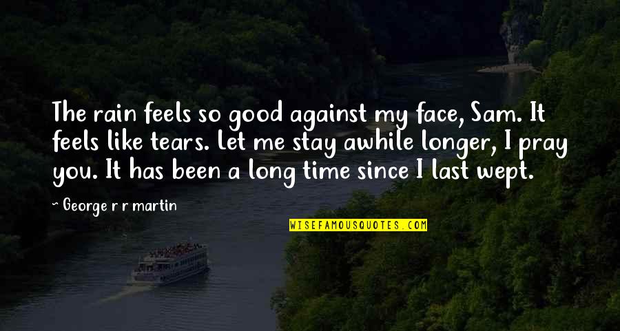 Been Awhile Quotes By George R R Martin: The rain feels so good against my face,
