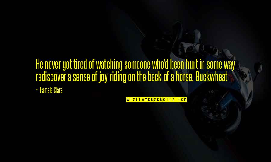 Been Hurt By Someone Quotes By Pamela Clare: He never got tired of watching someone who'd