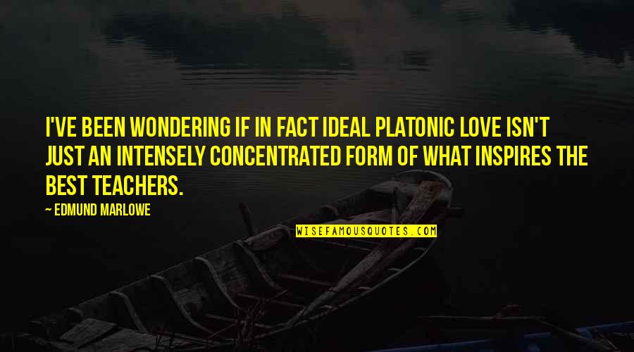 Been In Love Quotes By Edmund Marlowe: I've been wondering if in fact ideal platonic