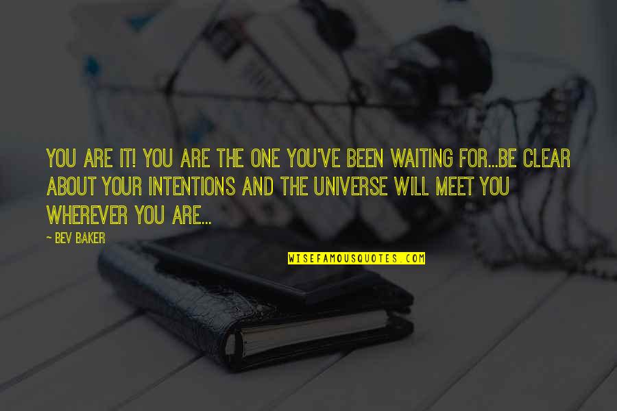 Been Waiting For You Quotes By Bev Baker: You are it! You are the one you've
