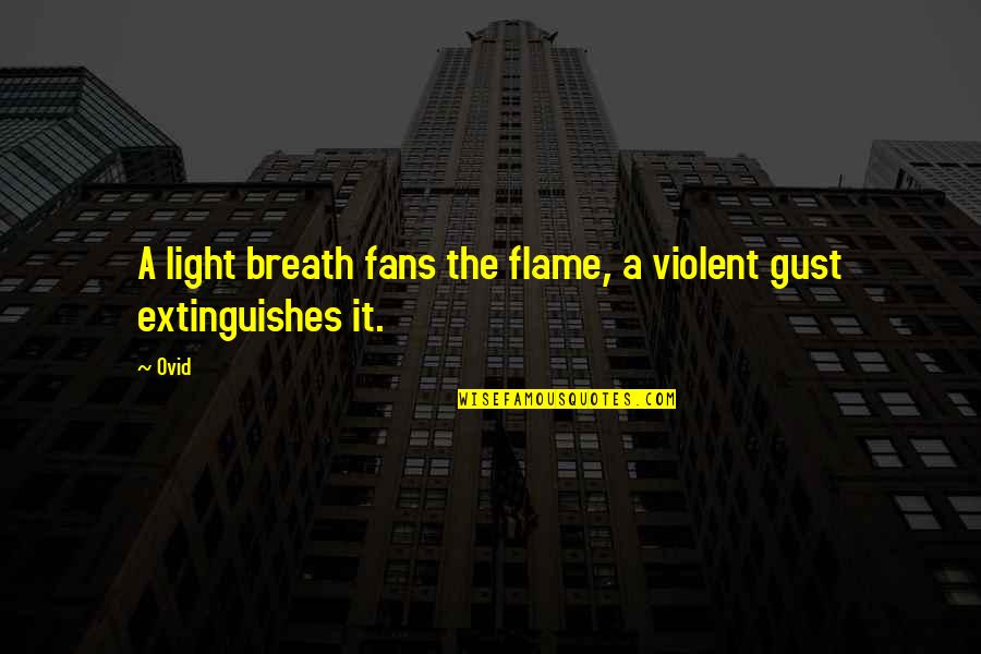 Beer Drunk Quotes By Ovid: A light breath fans the flame, a violent