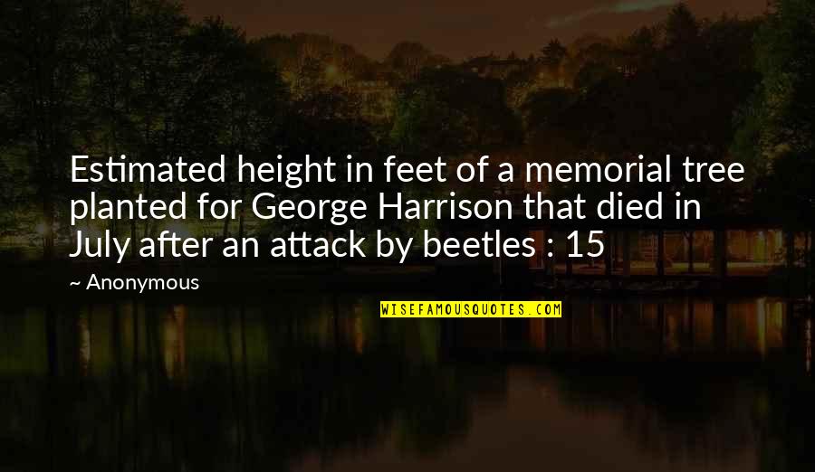 Beetles Quotes By Anonymous: Estimated height in feet of a memorial tree Beetles Quotes By Anonymous: Estimated height in feet of a memorial tree