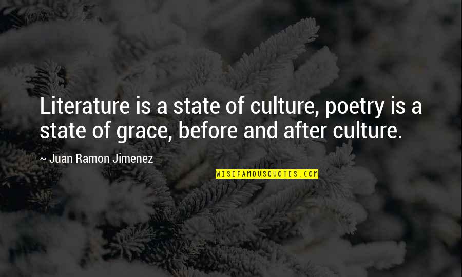 Before And After Quotes By Juan Ramon Jimenez: Literature is a state of culture, poetry is