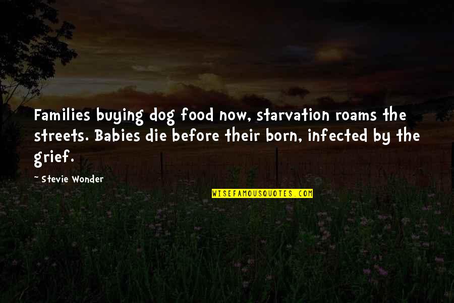 Before Baby Born Quotes By Stevie Wonder: Families buying dog food now, starvation roams the