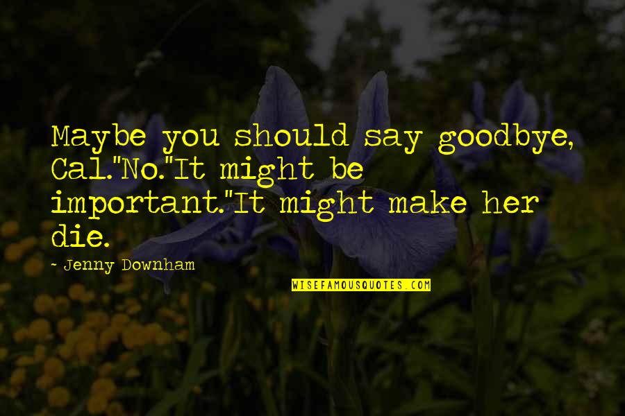 Before I Die Important Quotes By Jenny Downham: Maybe you should say goodbye, Cal.''No.''It might be