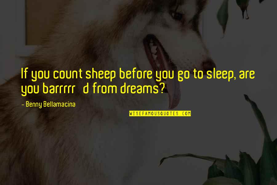 Before I Go To Sleep Quotes By Benny Bellamacina: If you count sheep before you go to