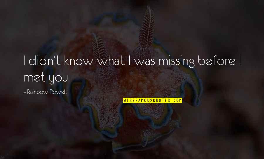 Before I Met You Quotes By Rainbow Rowell: I didn't know what I was missing before