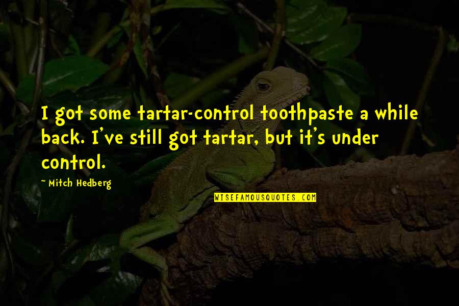 Before I Say Goodbye Quotes By Mitch Hedberg: I got some tartar-control toothpaste a while back.