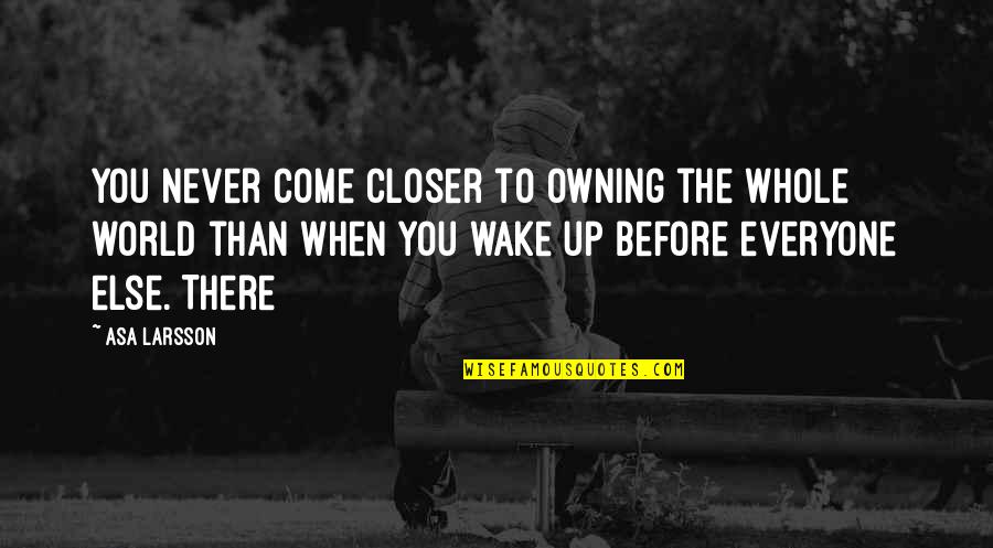 Before I Wake Quotes By Asa Larsson: You never come closer to owning the whole
