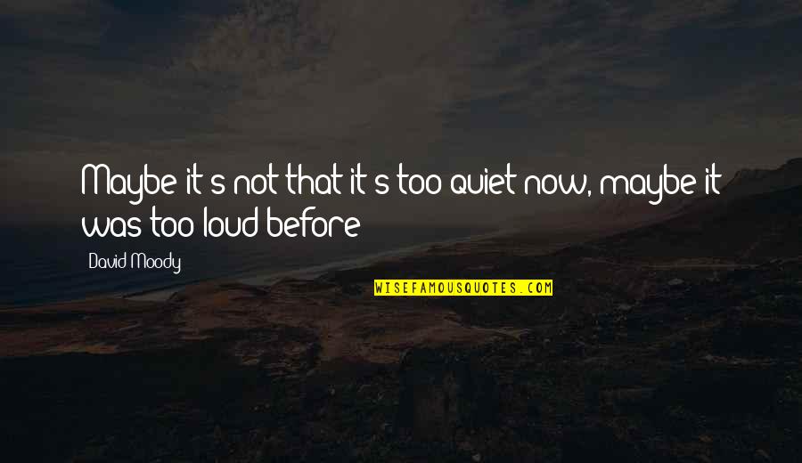 Before Now Quotes By David Moody: Maybe it's not that it's too quiet now,