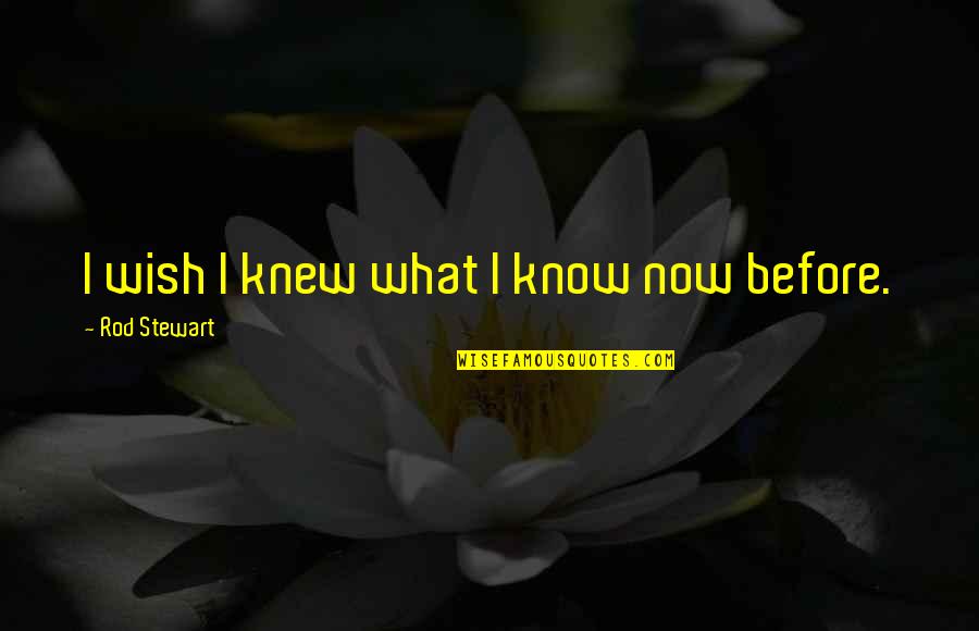 Before Now Quotes By Rod Stewart: I wish I knew what I know now