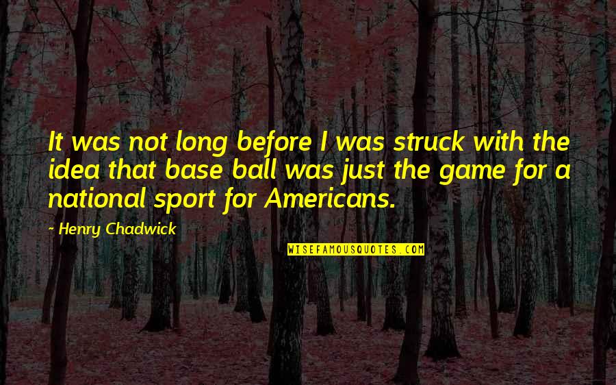 Before The Game Quotes By Henry Chadwick: It was not long before I was struck