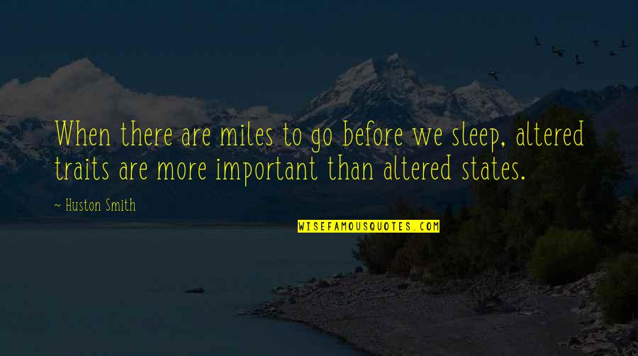 Before We Go To Sleep Quotes By Huston Smith: When there are miles to go before we