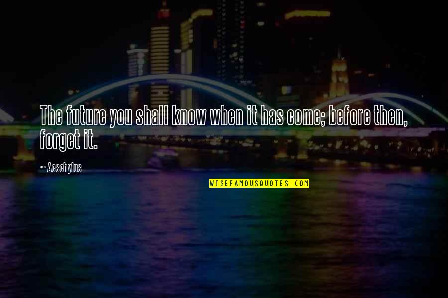 Before You Come Quotes By Aeschylus: The future you shall know when it has
