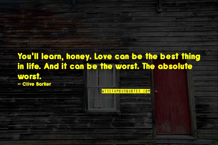 Before You Quit Quotes By Clive Barker: You'll learn, honey. Love can be the best