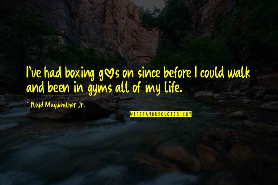 Before You Walk Out My Life Quotes By Floyd Mayweather Jr.: I've had boxing gloves on since before I Before You Walk Out My Life Quotes By Floyd Mayweather Jr.: I've had boxing gloves on since before I