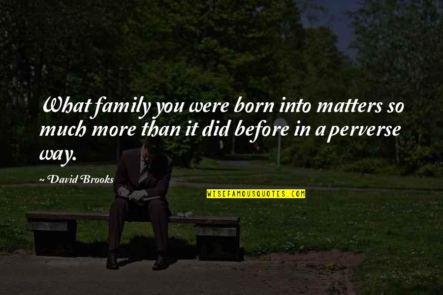 Before You Were Born Quotes By David Brooks: What family you were born into matters so