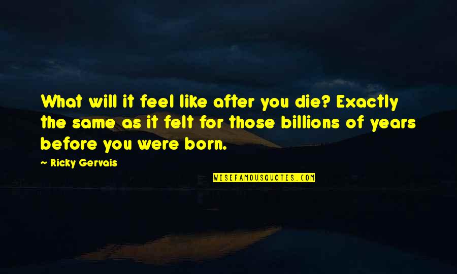 Before You Were Born Quotes By Ricky Gervais: What will it feel like after you die?