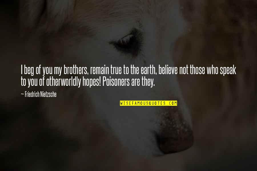Beg Off Quotes By Friedrich Nietzsche: I beg of you my brothers, remain true