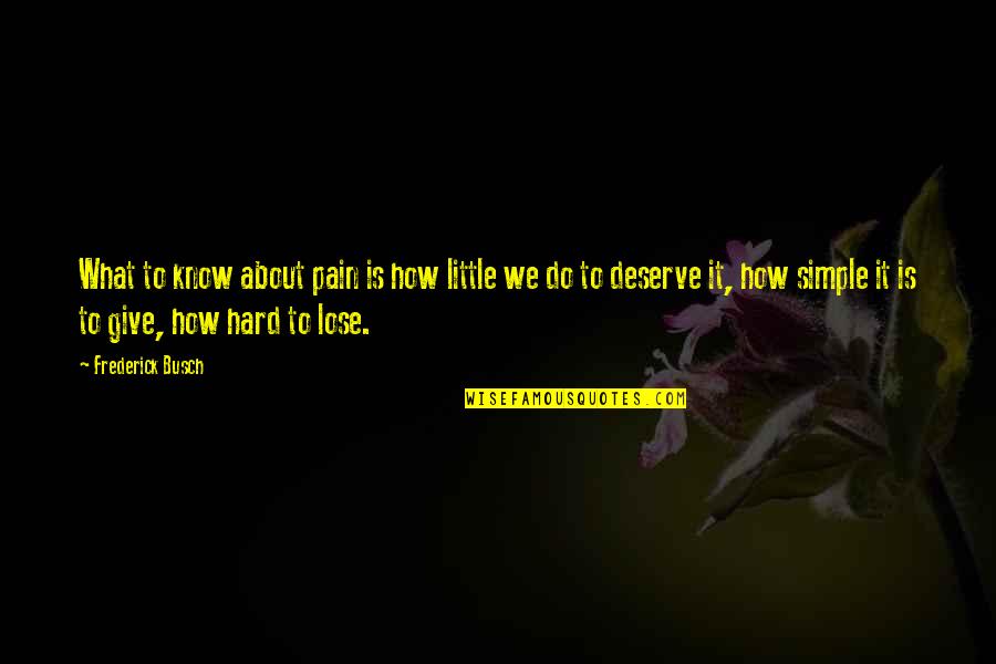 Begegnen Auf Quotes By Frederick Busch: What to know about pain is how little Begegnen Auf Quotes By Frederick Busch: What to know about pain is how little