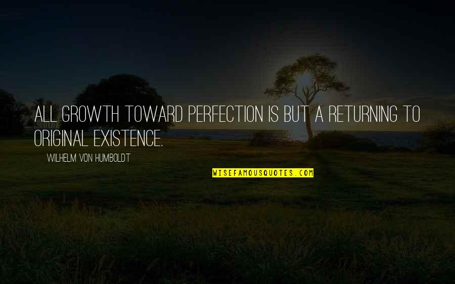 Begeistert Sein Quotes By Wilhelm Von Humboldt: All growth toward perfection is but a returning