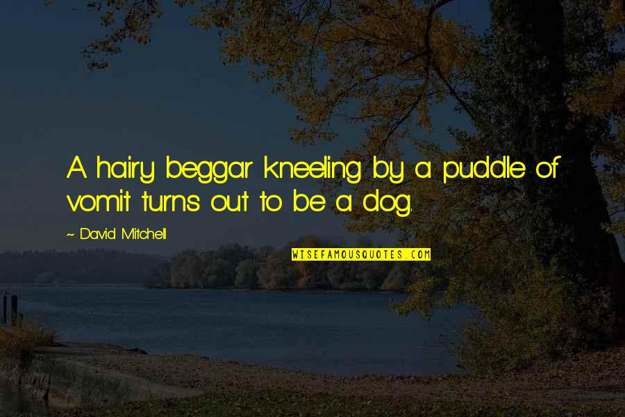 Beggar Quotes By David Mitchell: A hairy beggar kneeling by a puddle of