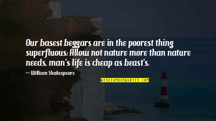 Beggars Of Life Quotes By William Shakespeare: Our basest beggars are in the poorest thing