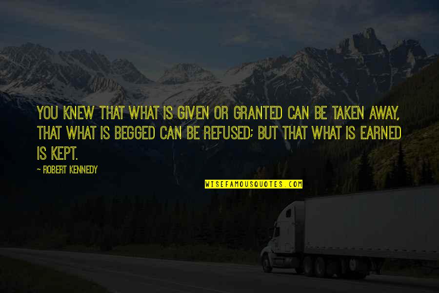 Begged Quotes By Robert Kennedy: You knew that what is given or granted