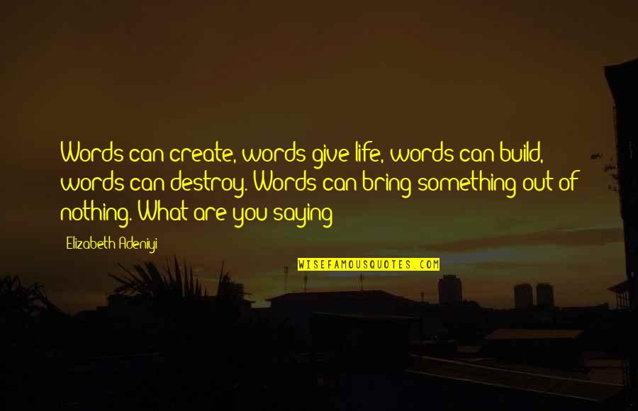 Beggybaggy Quotes By Elizabeth Adeniyi: Words can create, words give life, words can