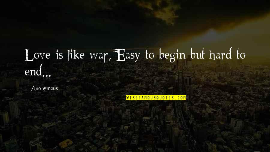 Begin Love Quotes By Anonymous: Love is like war, Easy to begin but