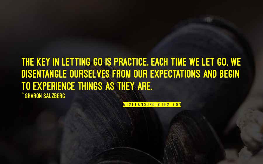 Begin Love Quotes By Sharon Salzberg: The key in letting go is practice. Each