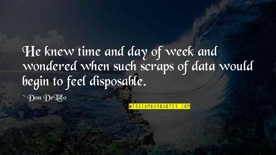 Begin Week Quotes By Don DeLillo: He knew time and day of week and