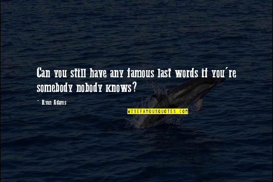 Beginning Of A New Phase Quotes By Ryan Adams: Can you still have any famous last words