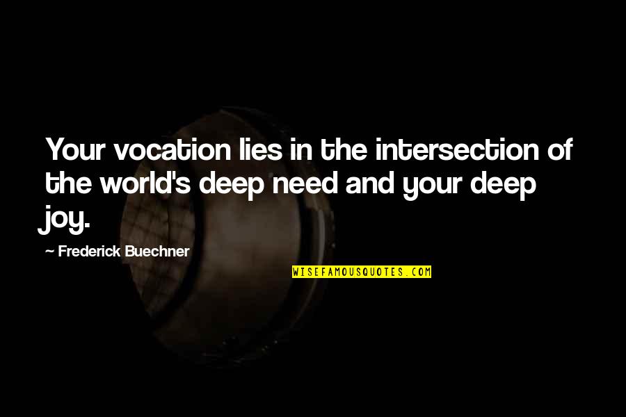 Begotten Trailer Quotes By Frederick Buechner: Your vocation lies in the intersection of the