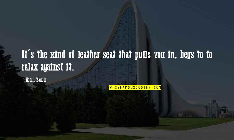 Begs Quotes By Allen Zadoff: It's the kind of leather seat that pulls