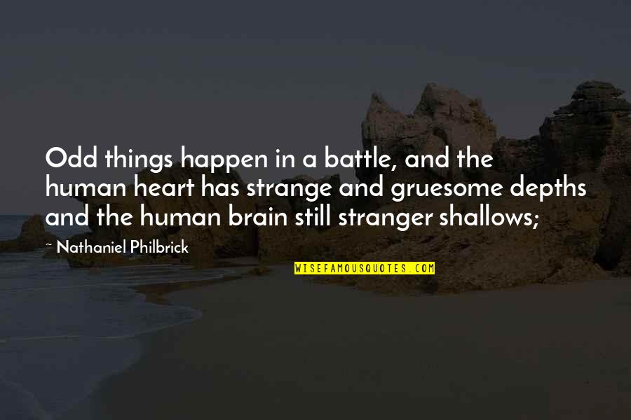 Begynner Quotes By Nathaniel Philbrick: Odd things happen in a battle, and the